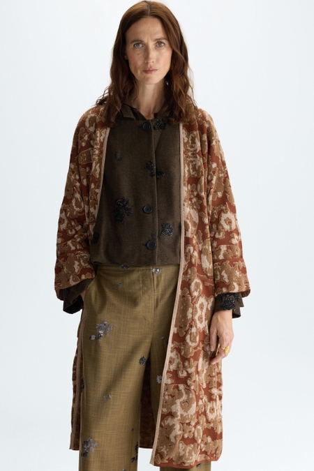 FLORAL JACQUARD LONG JACKET