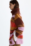 Turtleneck striped mohair oversize sweater
