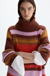 Turtleneck striped mohair oversize sweater