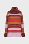 Turtleneck striped mohair oversize sweater