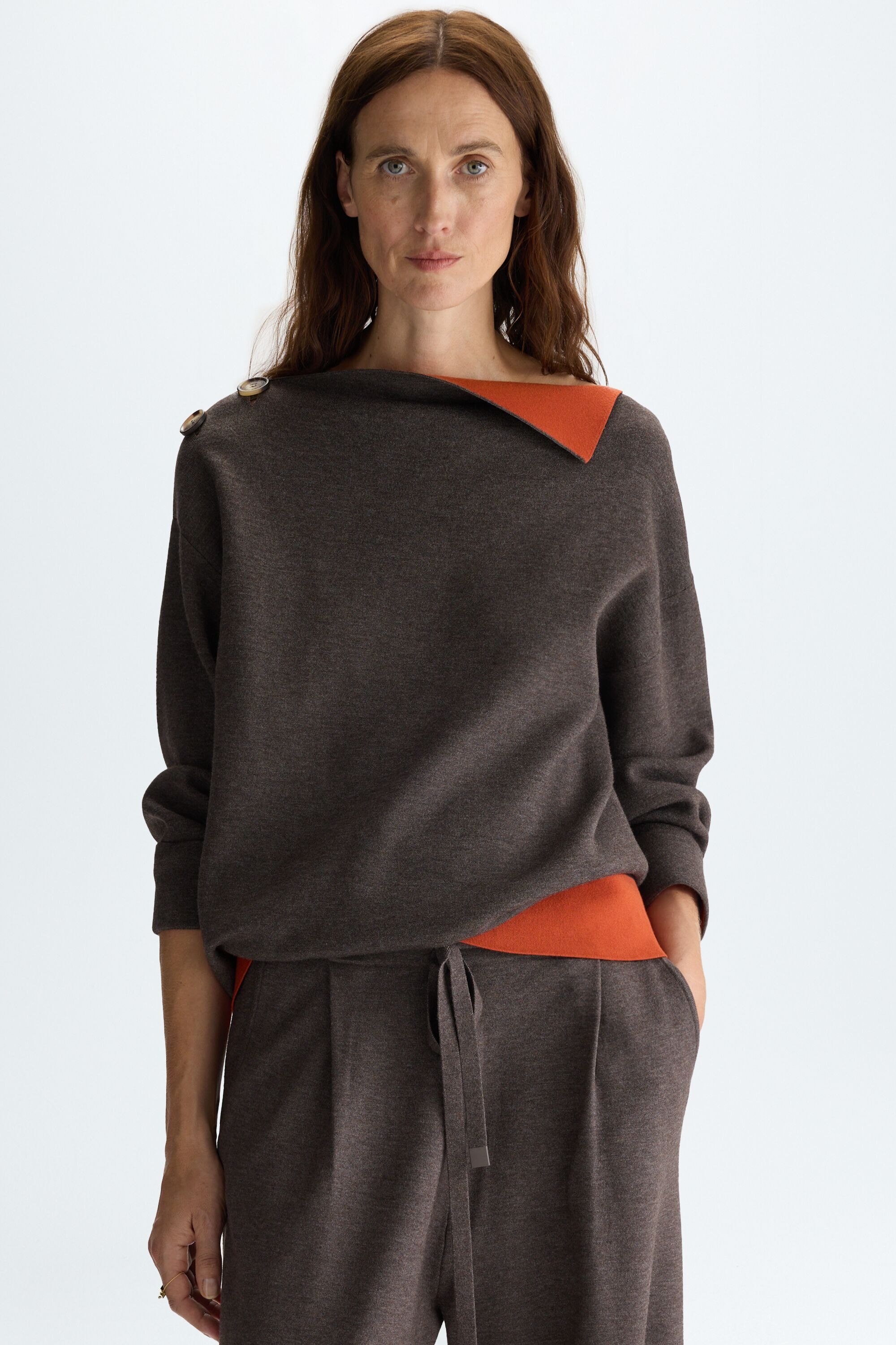 Double-faced stretch-knit straight-fit sweater