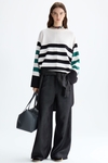 Striped stretch-knit oversize sweater