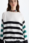 Striped stretch-knit oversize sweater