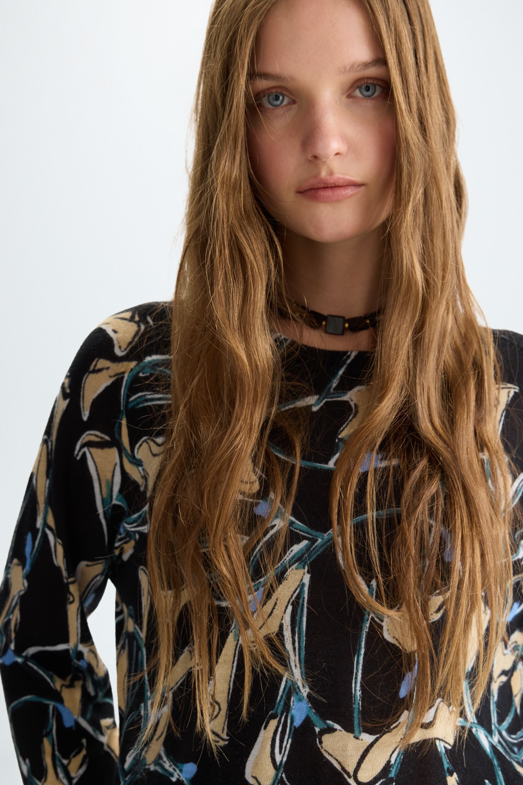 Calas print ramie straight-fit sweater black/multicolor - Purificacion  Garcia United States