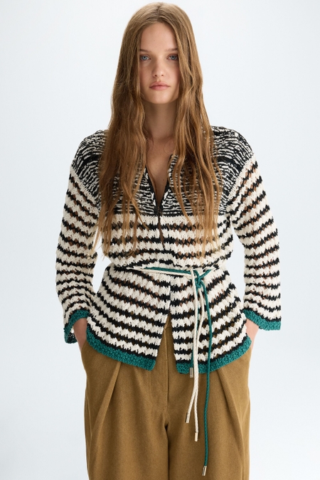 FANCY TAPE BOUCLÉ WEAVE STRAIGHT-FIT JACKET