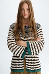 Fancy tape bouclé weave straight-fit jacket