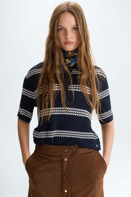 STRIPED STRETCH-KNIT STRAIGHT-FIT POLO SHIRT