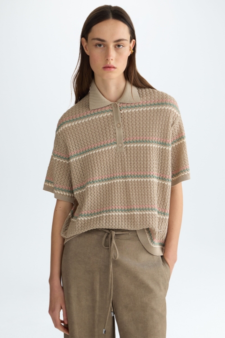 STRIPED STRETCH-KNIT STRAIGHT-FIT POLO SHIRT