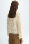 Fringed weave straight-fit short jacket
