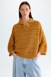 Pointelle knit tape straight-fit sweater