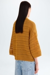 Pointelle knit tape straight-fit sweater