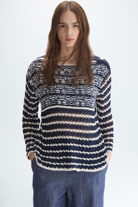 FANCY TAPE BOUCLÉ STRAIGHT-FIT SWEATER