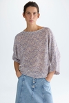 Print irregular yarn straight-fit sweater