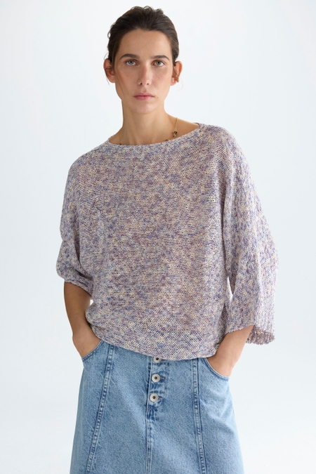 PRINT IRREGULAR YARN STRAIGHT-FIT SWEATER