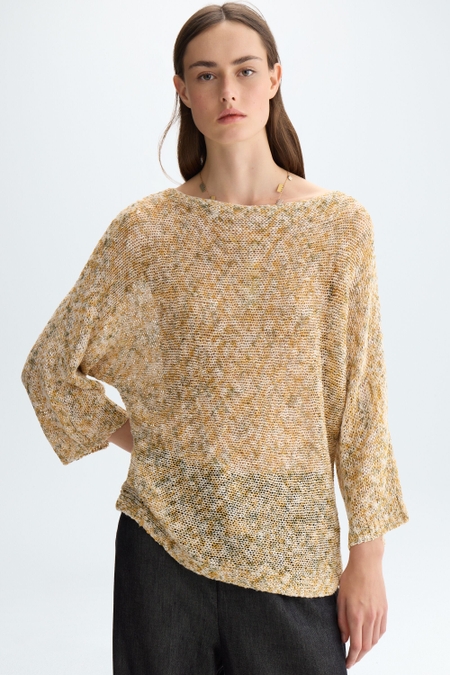 PRINT IRREGULAR YARN STRAIGHT-FIT SWEATER