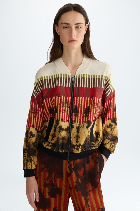 CREPÉ STRETCH KNIT BOMBER JACKET