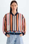 Cinta PG striped print twill bomber jacket