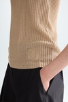 Linen ribbed knit fitted t-shirt