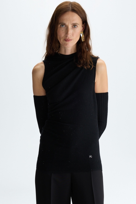 SEQUINNED KNIT FITTED TOP WITH GLOVES