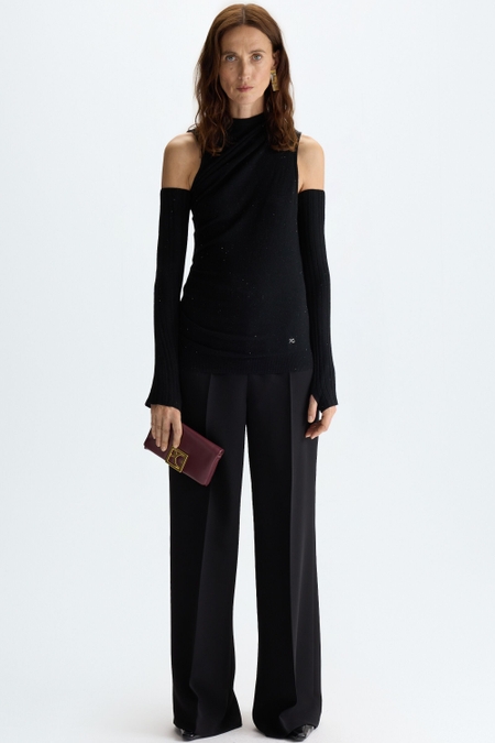 SEQUINNED KNIT FITTED TOP WITH GLOVES