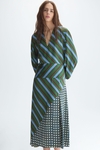 Margacubo striped prints twill A-line dress