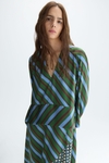 Margacubo striped prints twill A-line dress
