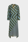Margacubo striped prints twill A-line dress