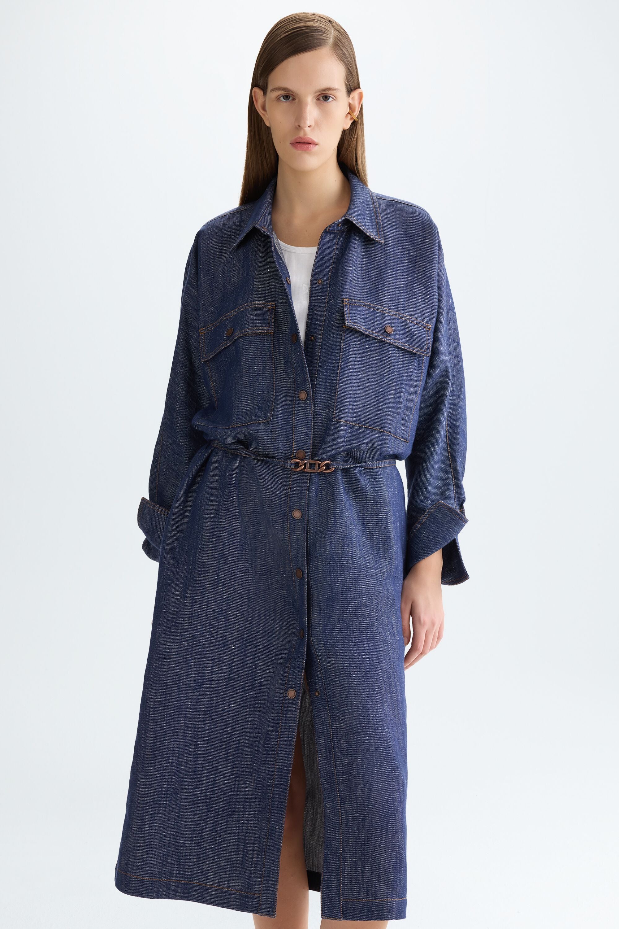 denim effect dress Desigual, Denim-effect mini dress, Women, Polyester, Blue, S