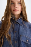 Denim-effect linen cocoon-fit shirt dress