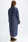 Denim-effect linen cocoon-fit shirt dress