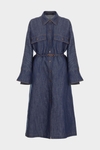 Denim-effect linen cocoon-fit shirt dress
