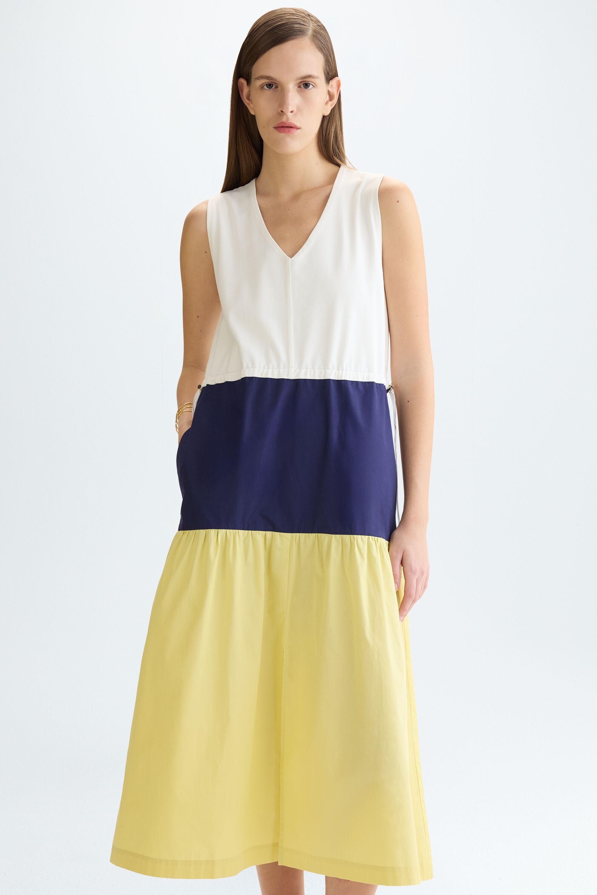 slim fit dress slacks Cotton Poplin Asymmetrical Flounce Dress – Lela Rose main image 1