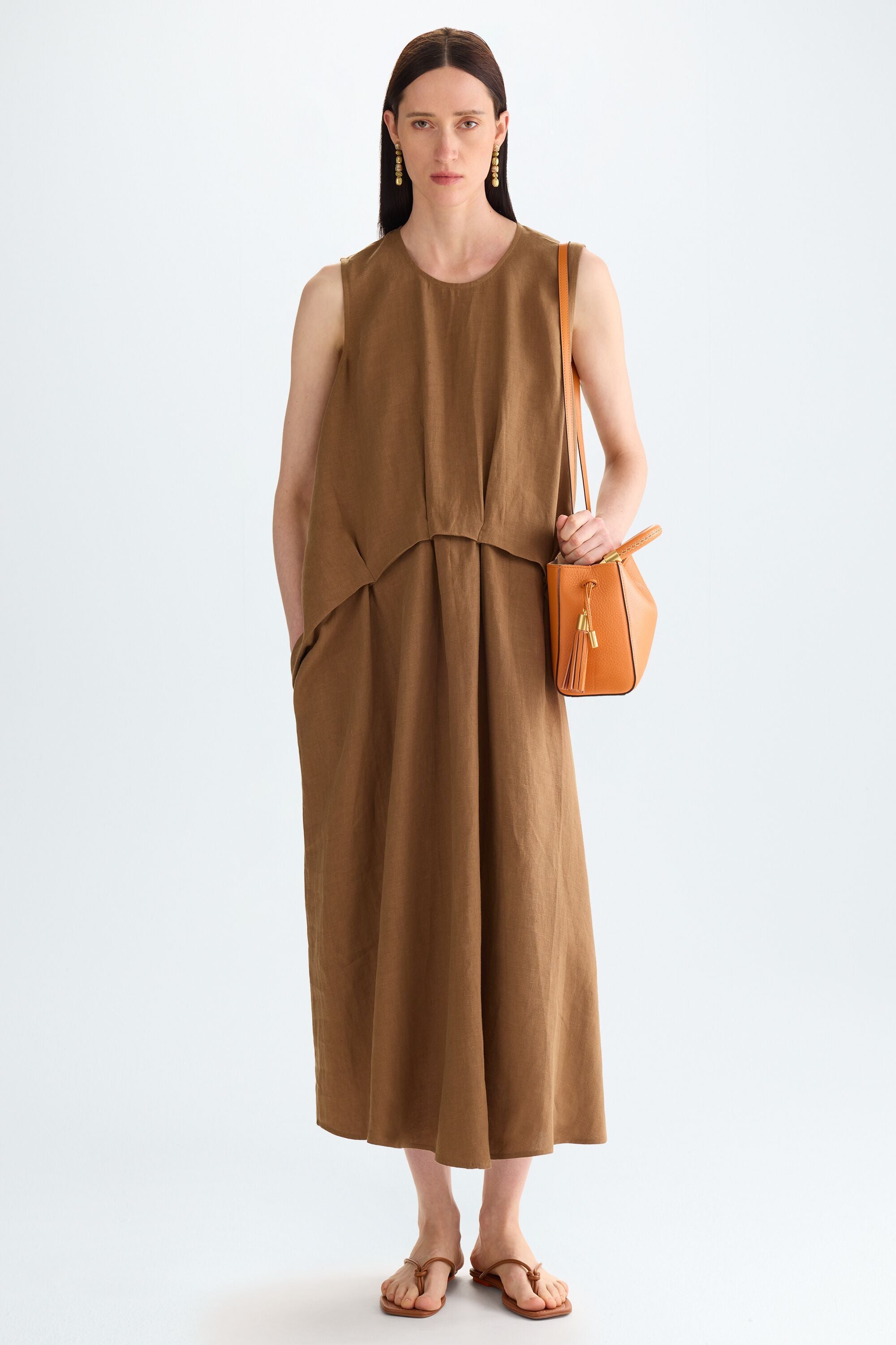 linen flutter sleeve dress Everlane Flutter-Sleeve Dress, Stretch Linen, Black, Size Small main image 1
