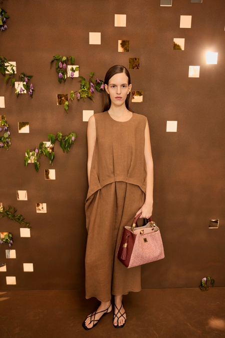 LINEN COCOON-FIT MIDI DRESS