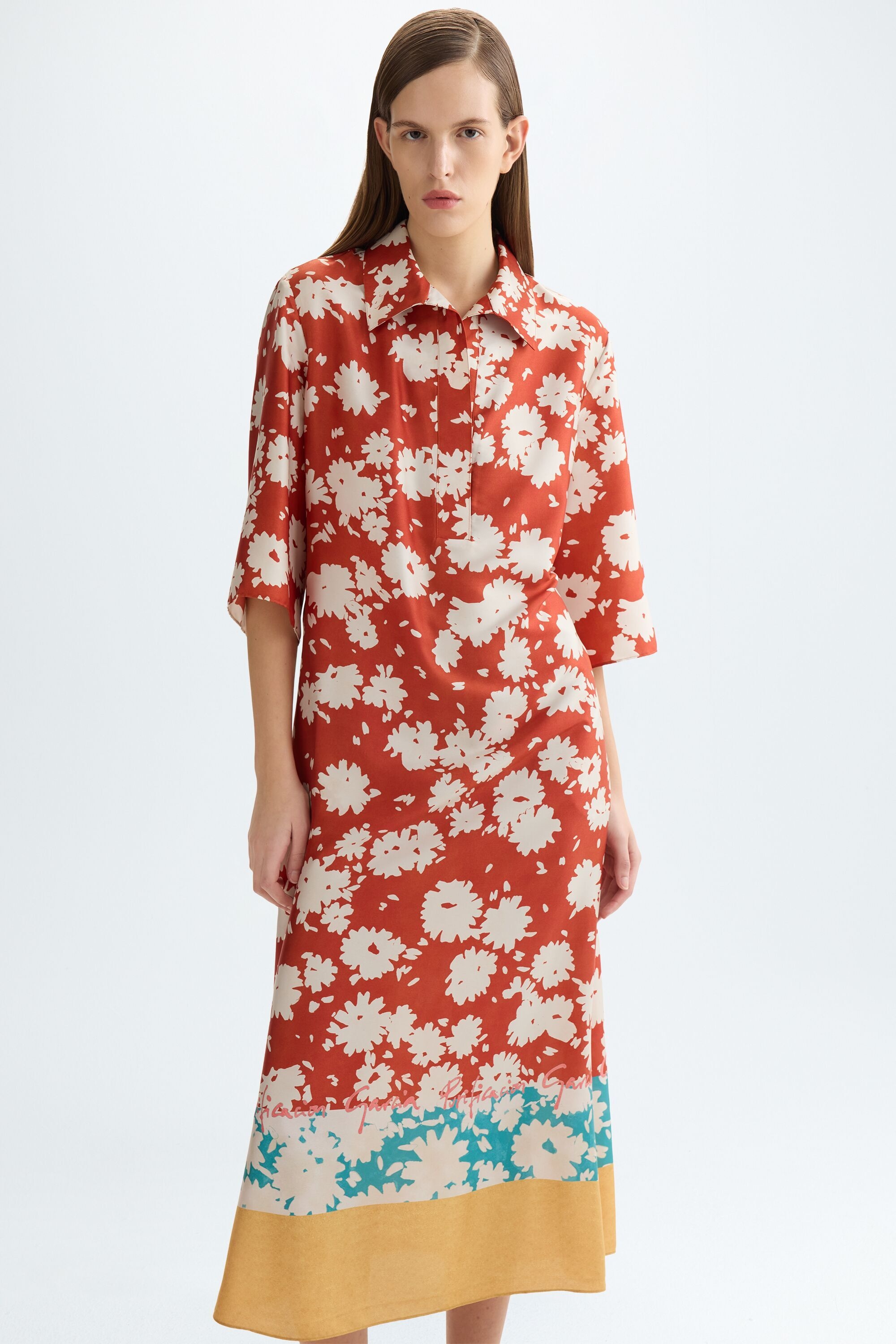 Diwali print twill straight-fit shirt dress