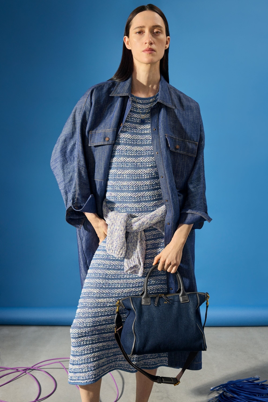 VESTIDO MIDI EVASÉ PUNTO RAYAS