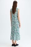 Print micro-pleated twill midi dress