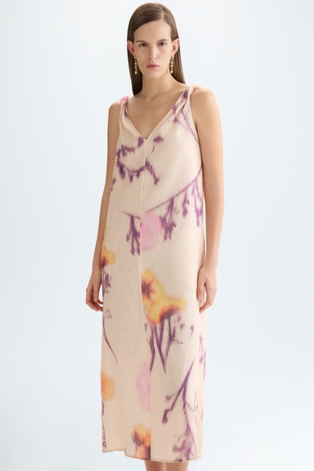 VESTIDO MIDI RECTO LINO ESTAMPADO