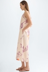 Print linen straight-fit midi dress