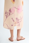 Print linen straight-fit midi dress