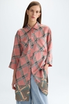 Chequered print twill oversize shirt dress