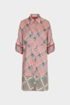 Chequered print twill oversize shirt dress