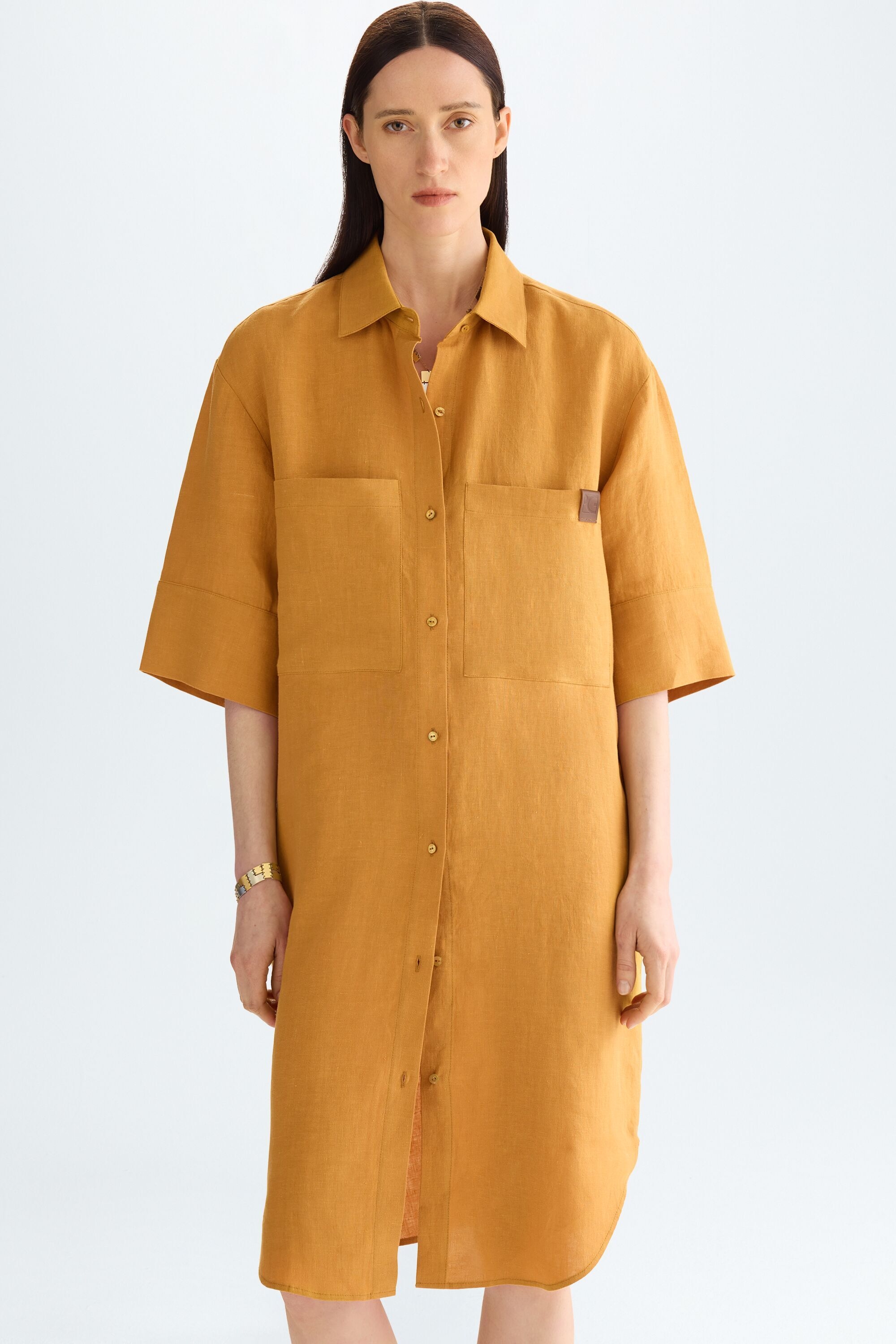Linen oversize shirt dress