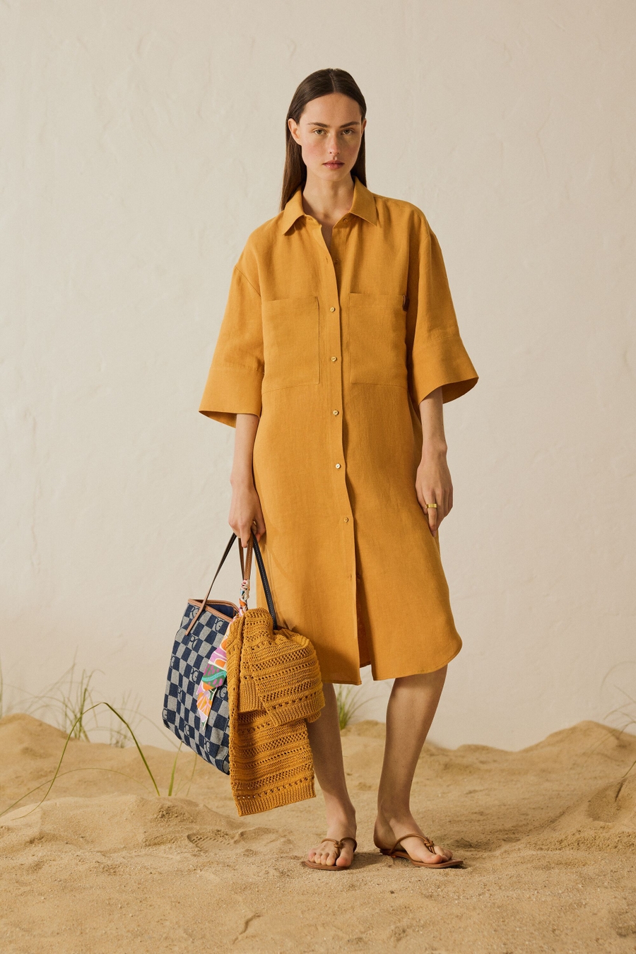 VESTIDO CAMISERO OVERSIZE LINO