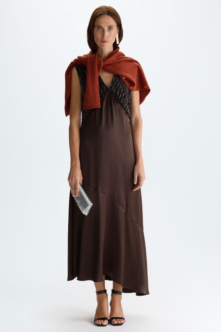 VELVET SATIN MIDI DRESS
