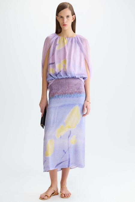 VESTIDO MIDI TWILL CHIFFON ESTAMPADO