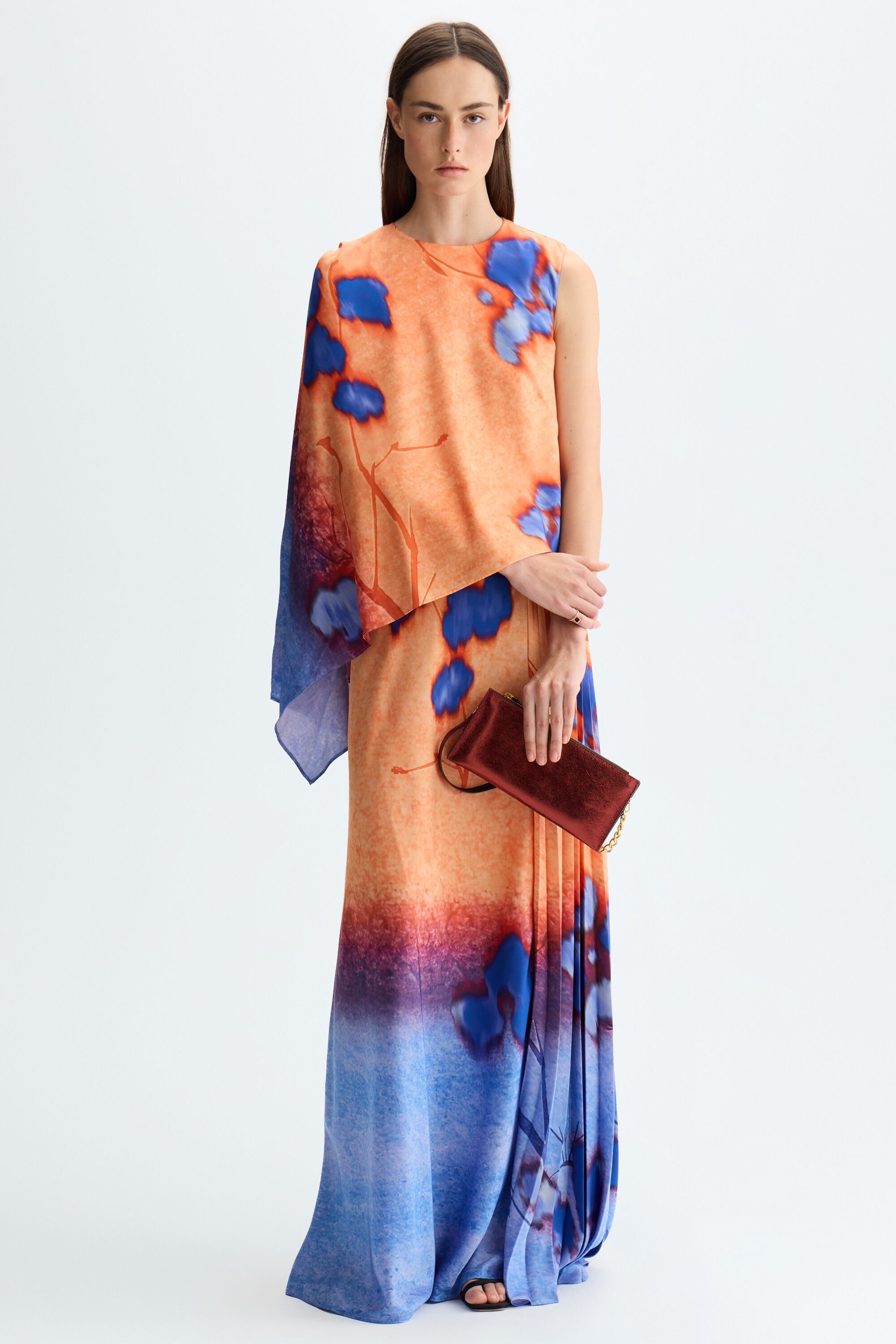 Print twill A-line dress