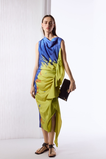 PRINT TWILL FITTED DRESS