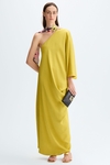 Draped double satin cocoon-fit dress