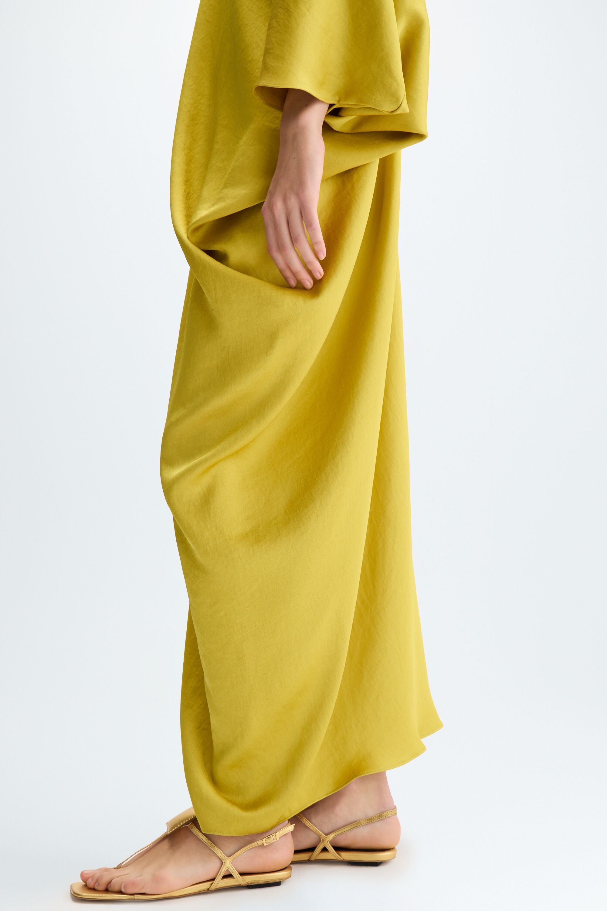 cos yellow silk dress COS Sculpted Pleated Mini Dress